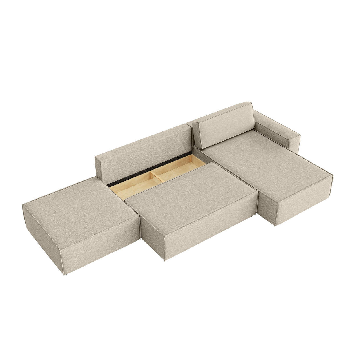ECKSOFA Lummo La mit Schlaffunktion, Beige - Beige, Textil (363/185cm) - Fedve