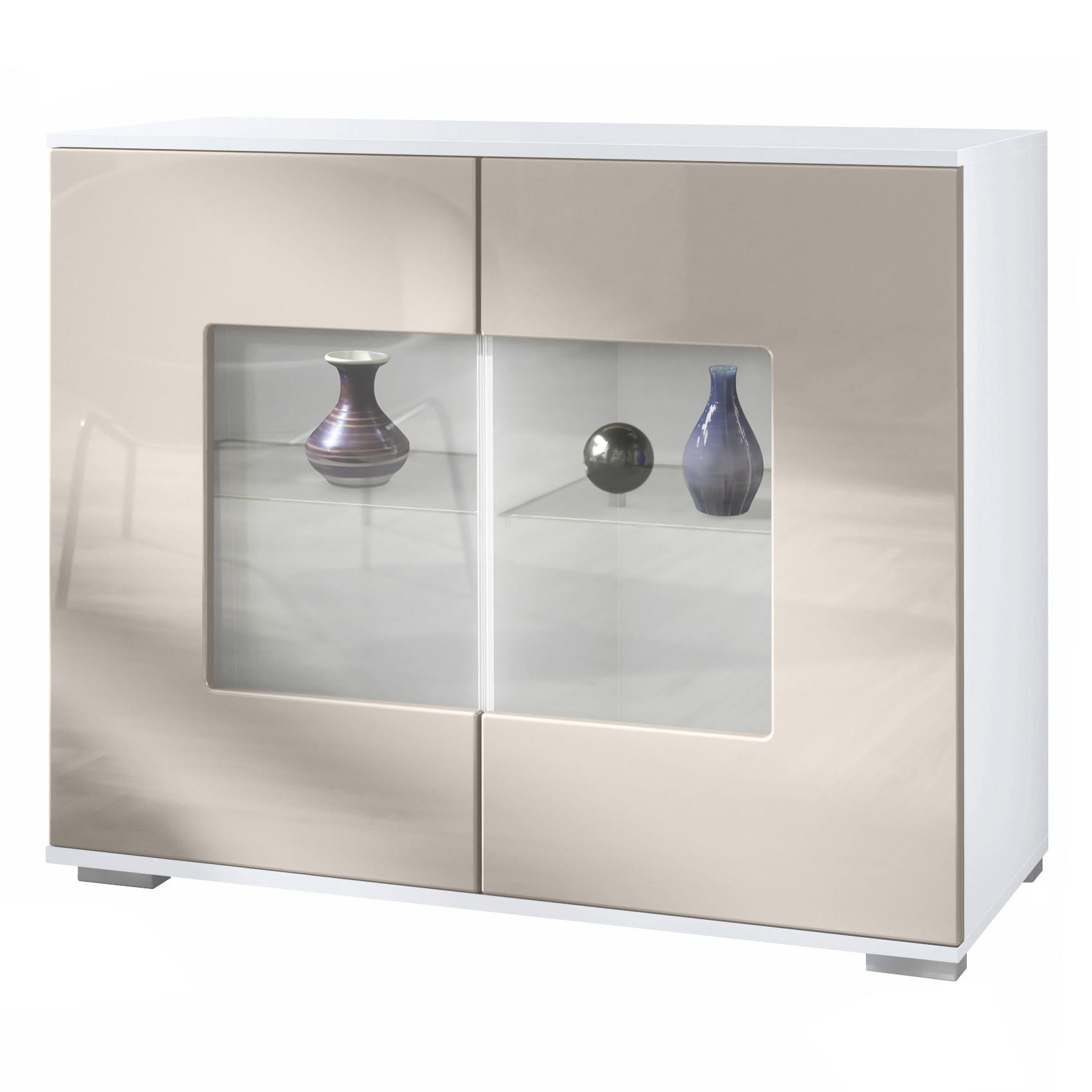 KOMMODE Grömitz Sandgrau Hochglanz - Sandfarben, Holzwerkstoff (92.5/75.5/35cm) - Vladon