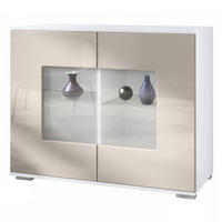 KOMMODE Grömitz Sandgrau Hochglanz - Sandfarben, Holzwerkstoff (92.5/75.5/35cm) - Vladon