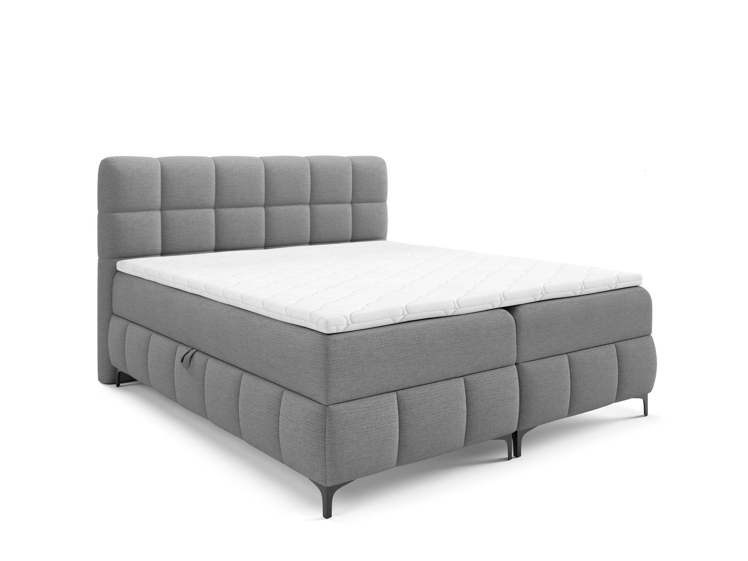 BOXBETT mit Stauraum und Topper 120x200 cm Grau - Grau, Textil (120/200cm) - Home Collective