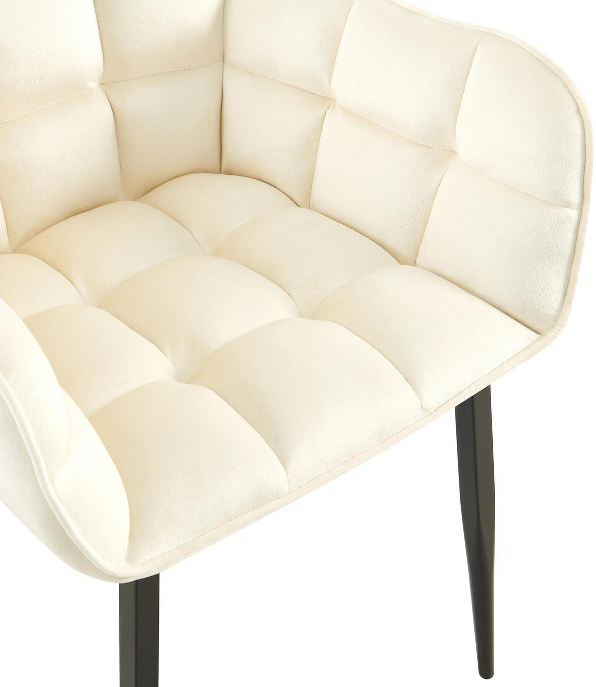 ARMLEHNENSTUHL Samt Creme - Creme/Schwarz, Textil/Metall (62/87/59cm) - CLP