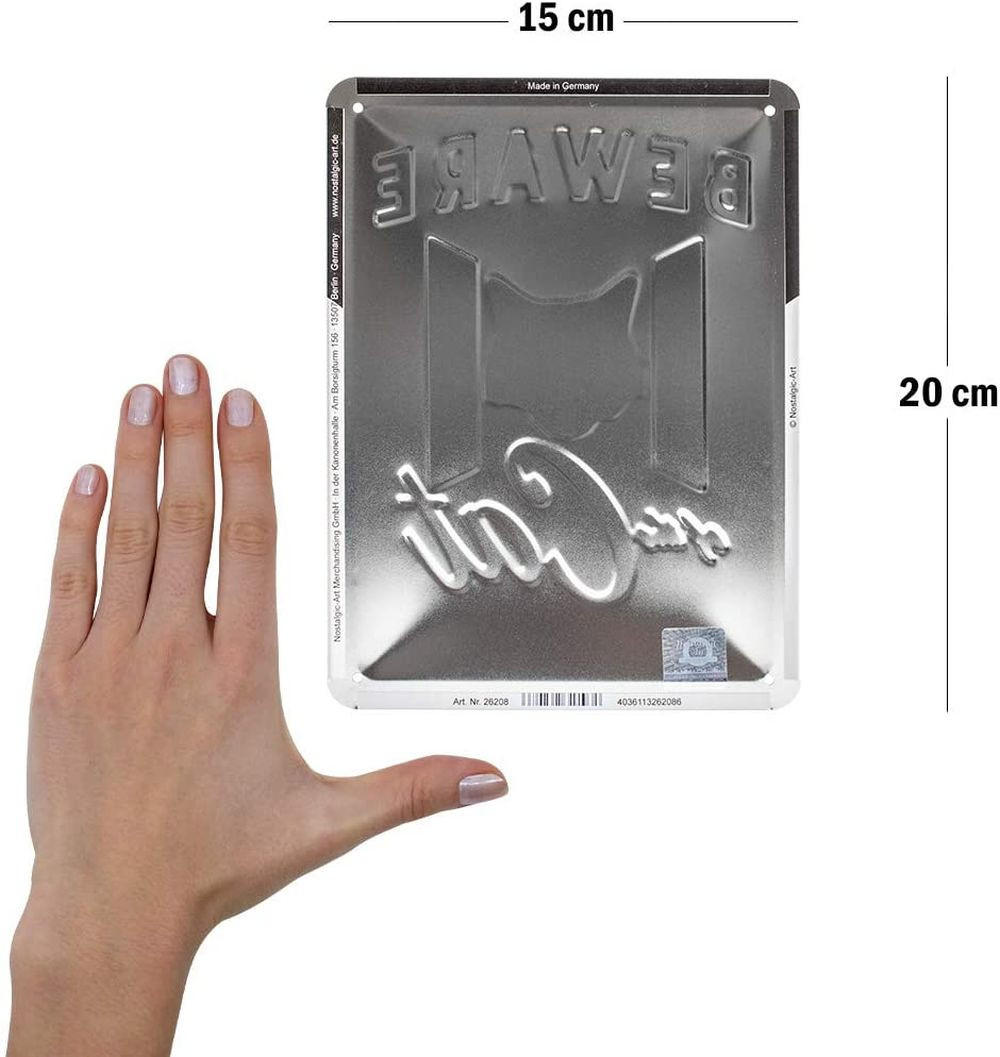 BLECHSCHILD 15/20 cm Animal Club Beware Of The Cat - Multicolor, Metall (15/20/0.5cm) - Nostalgic-Art