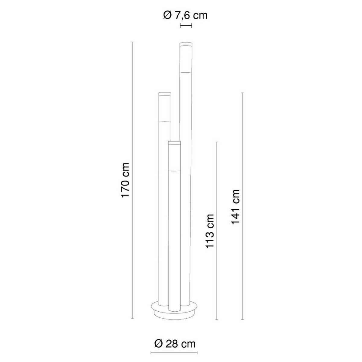 LED STEHLAMPE BOSTON Edelstahl Silber - Silberfarben, Metall (28/28/170cm)