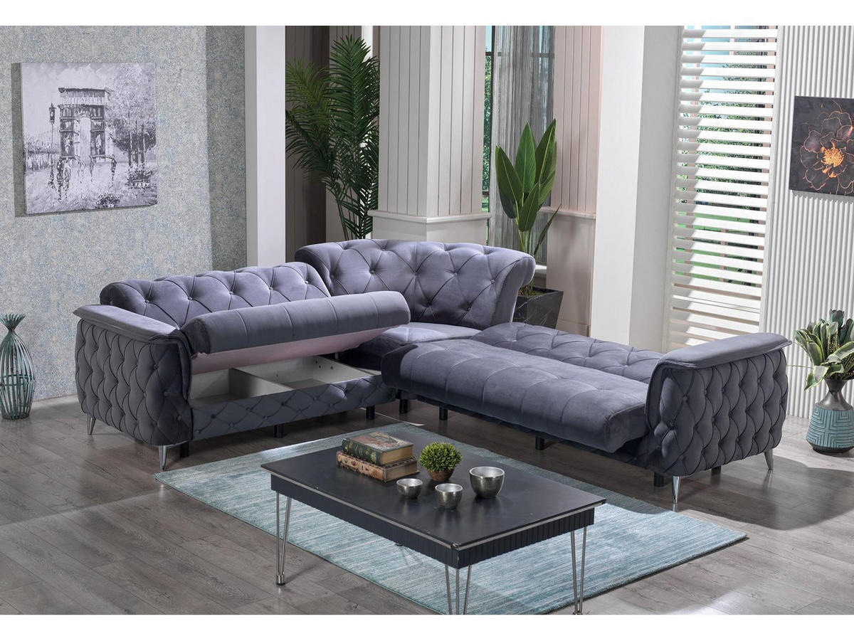 ECKSCHLAFSOFA Sucre Anthrazit - Schenkel gleich kurz - Anthrazit, Holzwerkstoff/Kunststoff (245/245cm)