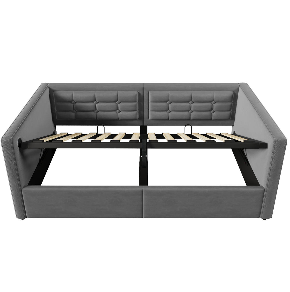 POSTEL 106/205/75 cm šedá, samet, s USB a Type-C nabíjením - šedá, textil (90/200cm) - BEAOK