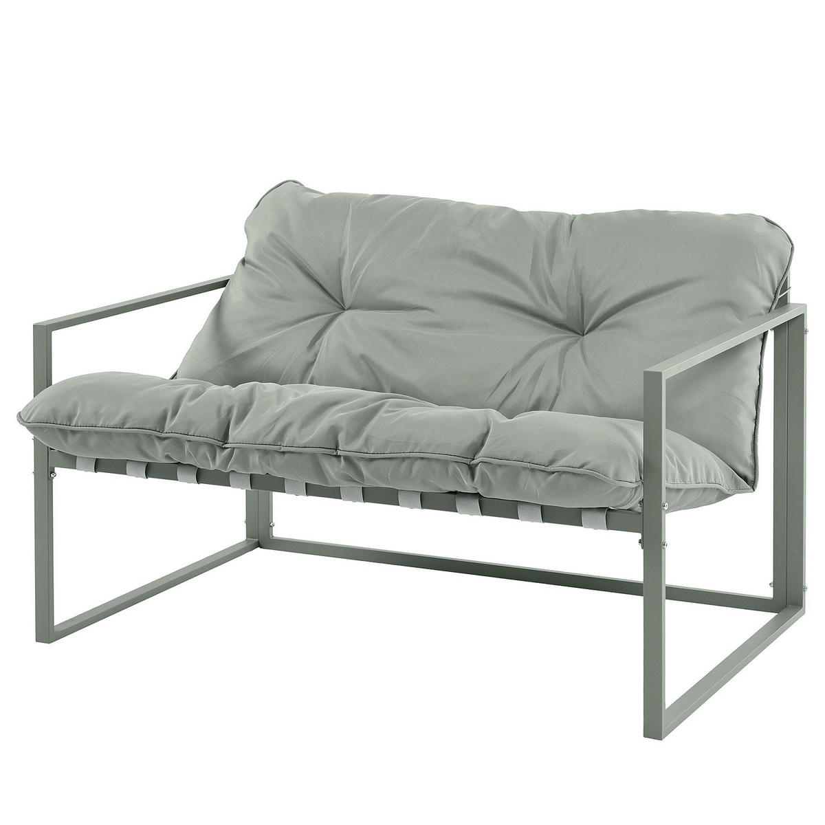 GARTENSITZGRUPPE - Eisen / Polyester - Schwarz / Grau - 4-teilig - Grau, Glas/Textil - home24