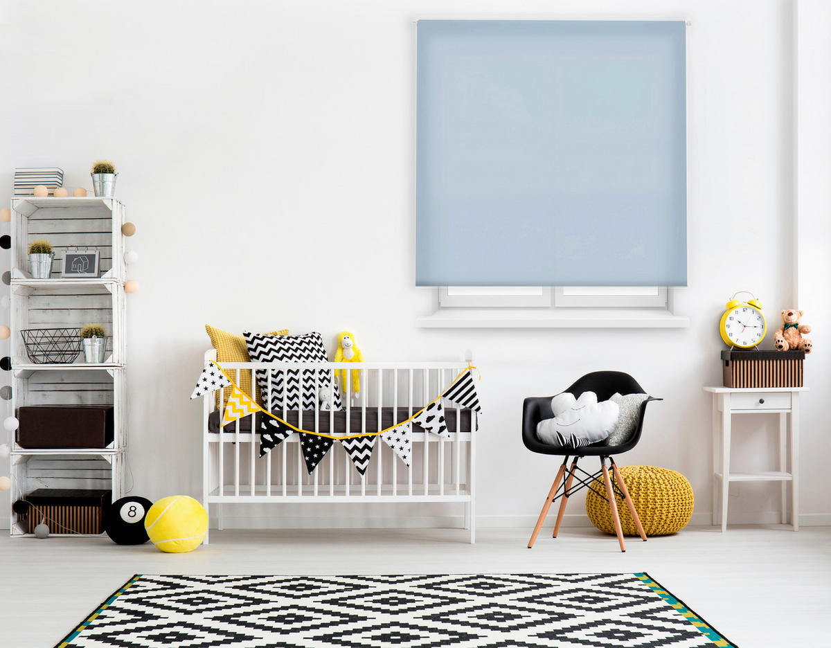 ROLLO Polyester Transluzent Hellblau 180x175 - Hellblau, Textil (180/175/1cm) - Purline