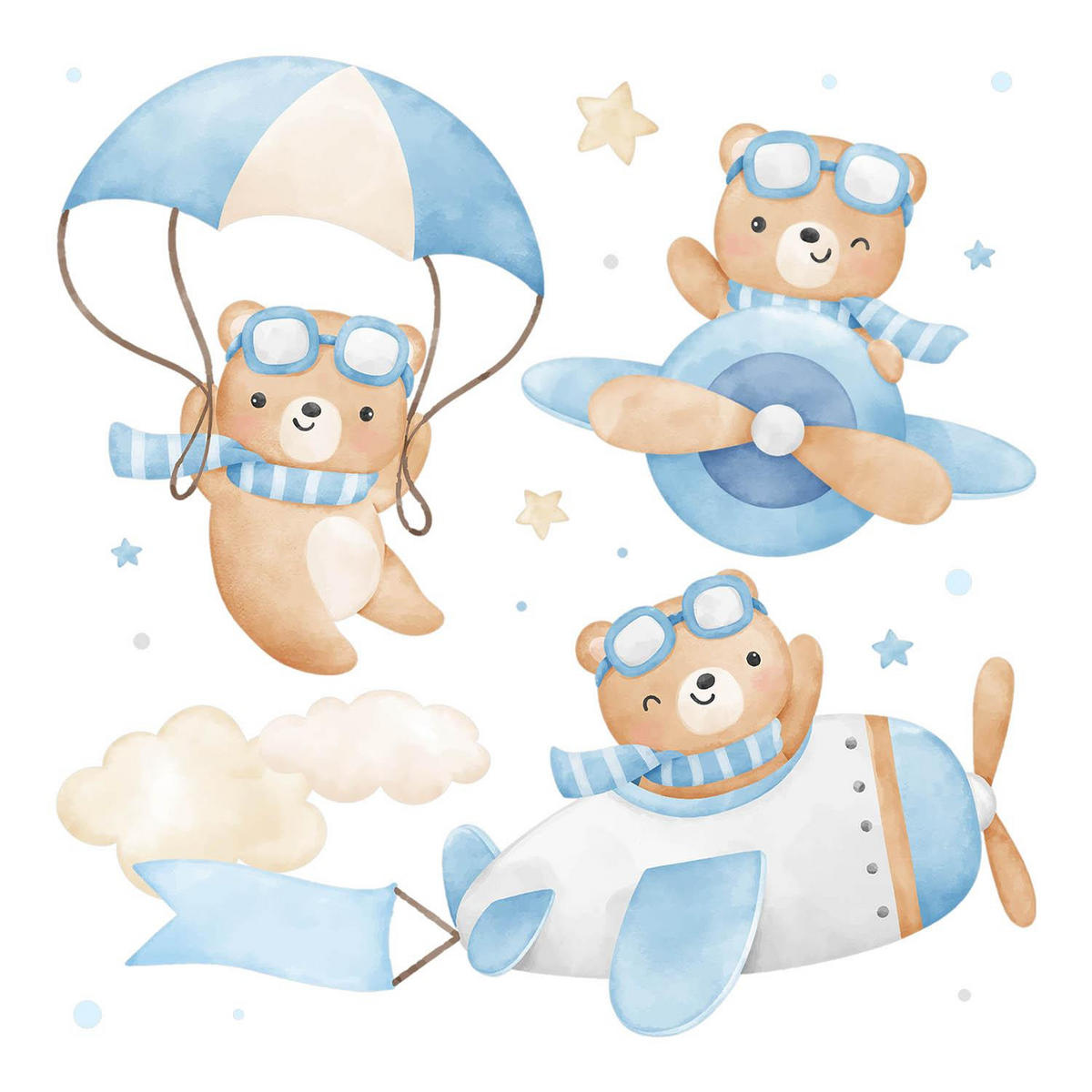 WANDAUFKLEBER 100x157cm - Fliegende Bären - Multicolor, Kunststoff (100/157/0.1cm) - Wallfluent