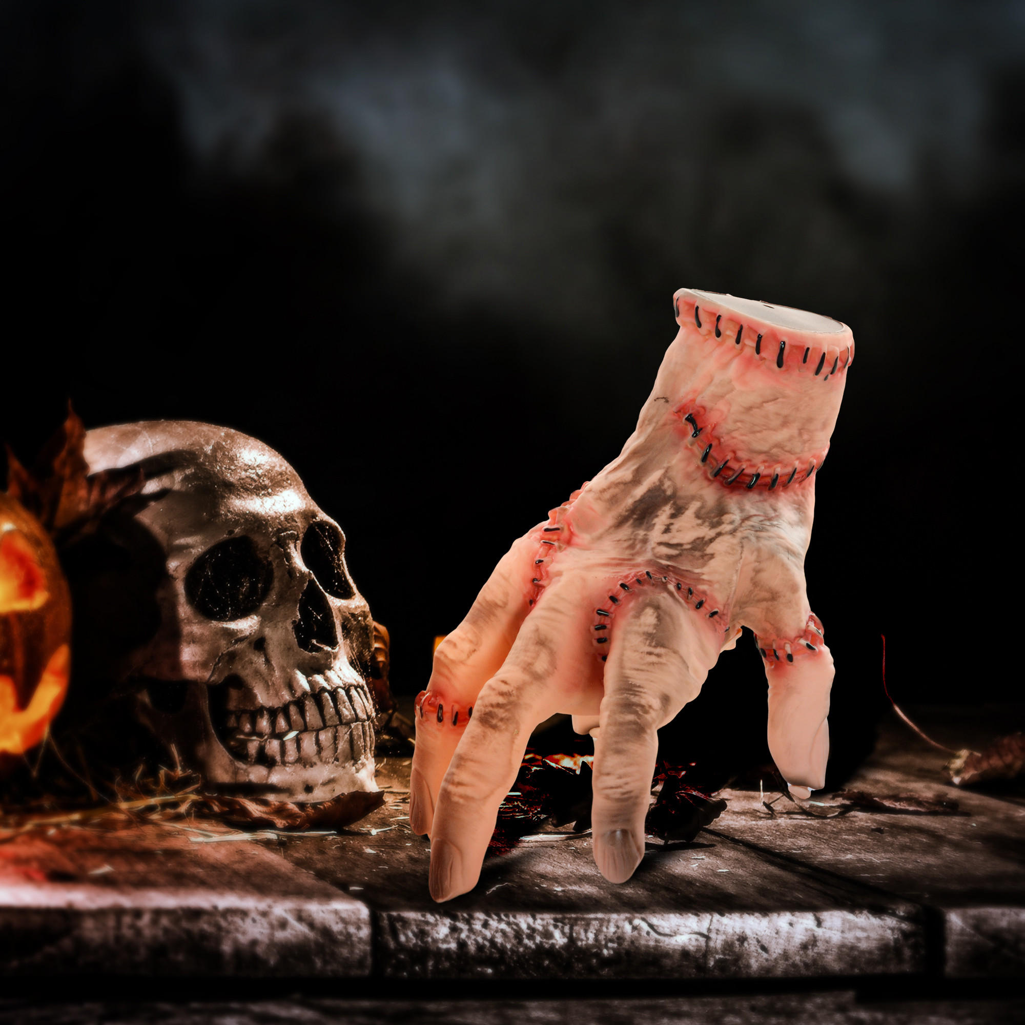 HALLOWEEN DECORATIONS 21cm Realistisches Narbes Händchen mit Aktion-und Soundfunktion - Rot, Kunststoff (15/21/18cm) - HOMCOM