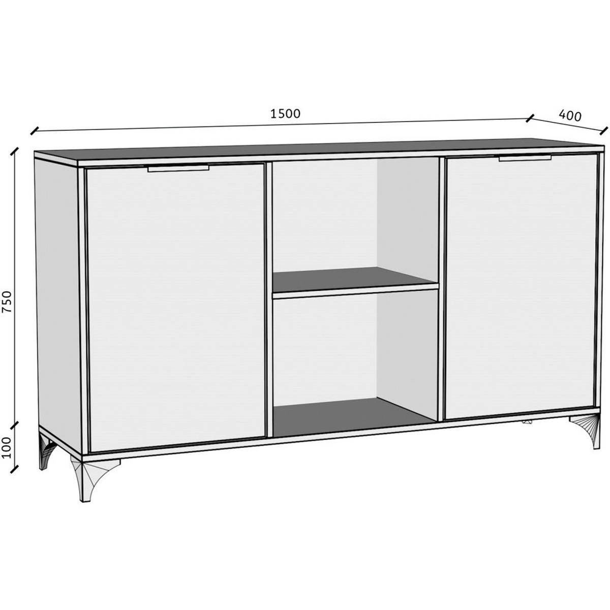 KOMMODE Home mit 2 Türen, ohne Griffe, Schwarz - Schwarz, Holzwerkstoff (150/85/40cm) - Beautysofa