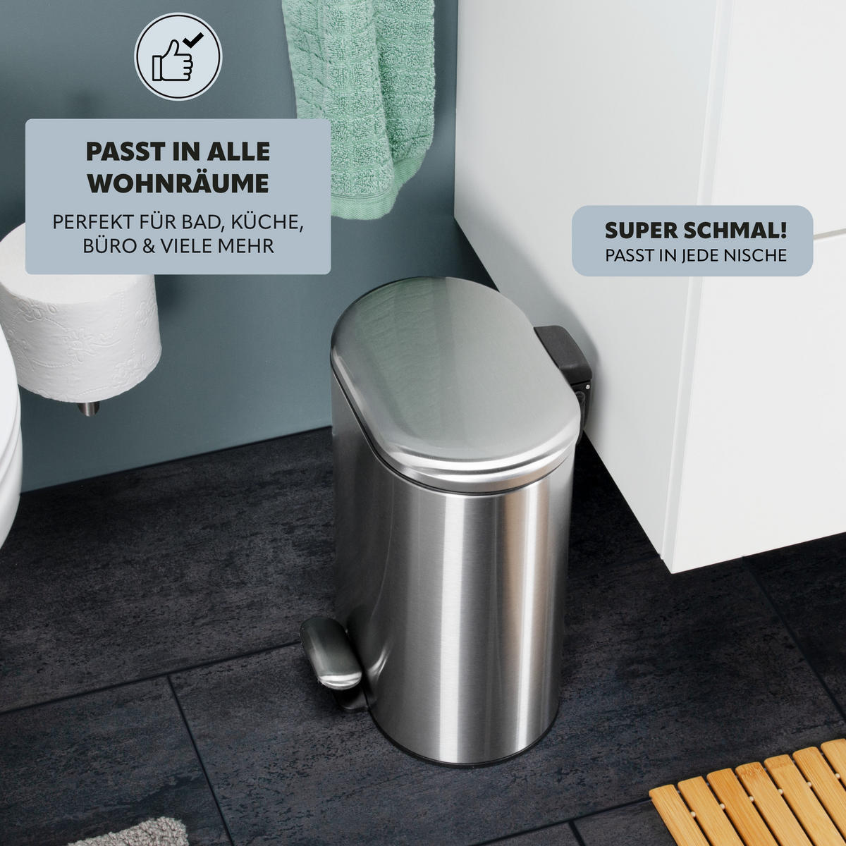 TRETEIMER 6 Liter BARBENA, silber, Edelstahl - Edelstahlfarben, Metall (24/31/22cm) - bremermann