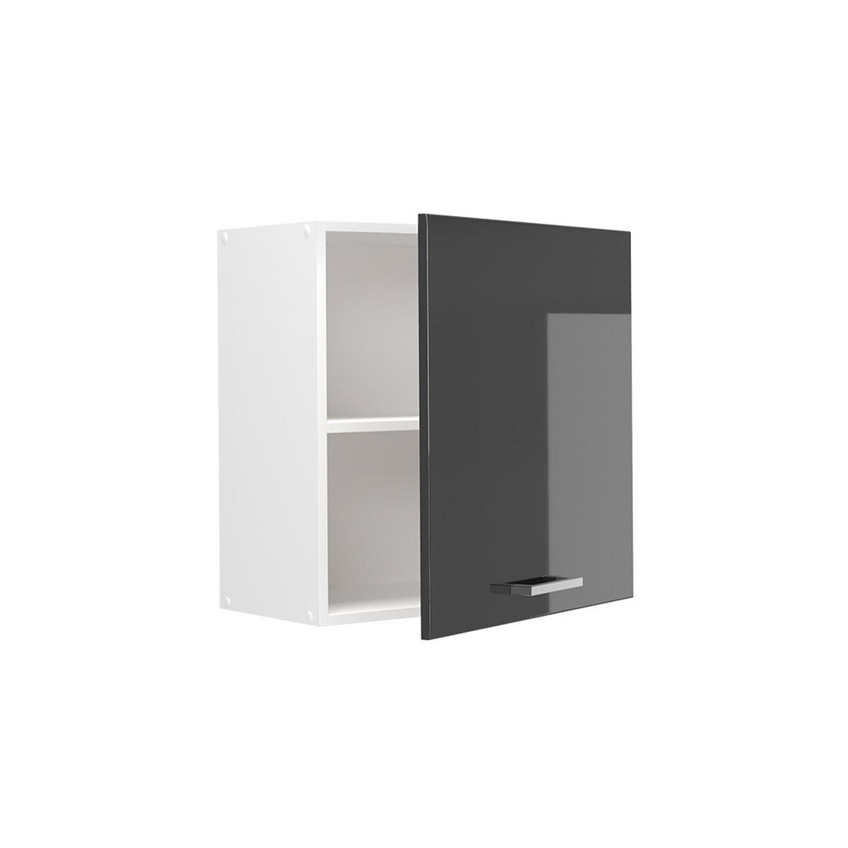 HÄNGESCHRANK R-Line, Anthrazit Hochglanz, 60 cm mit 1 Tür - Schwarz Hochglanz/Weiß, Holzwerkstoff (60/60/31cm) - Vicco