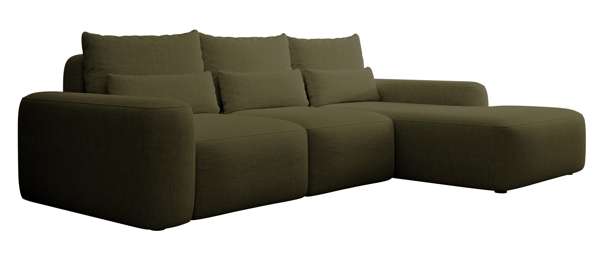 ECKSOFA Carnos Chenille-Bezug in Olivgrün - Olivgrün, Textil (264/162cm) - Selsey