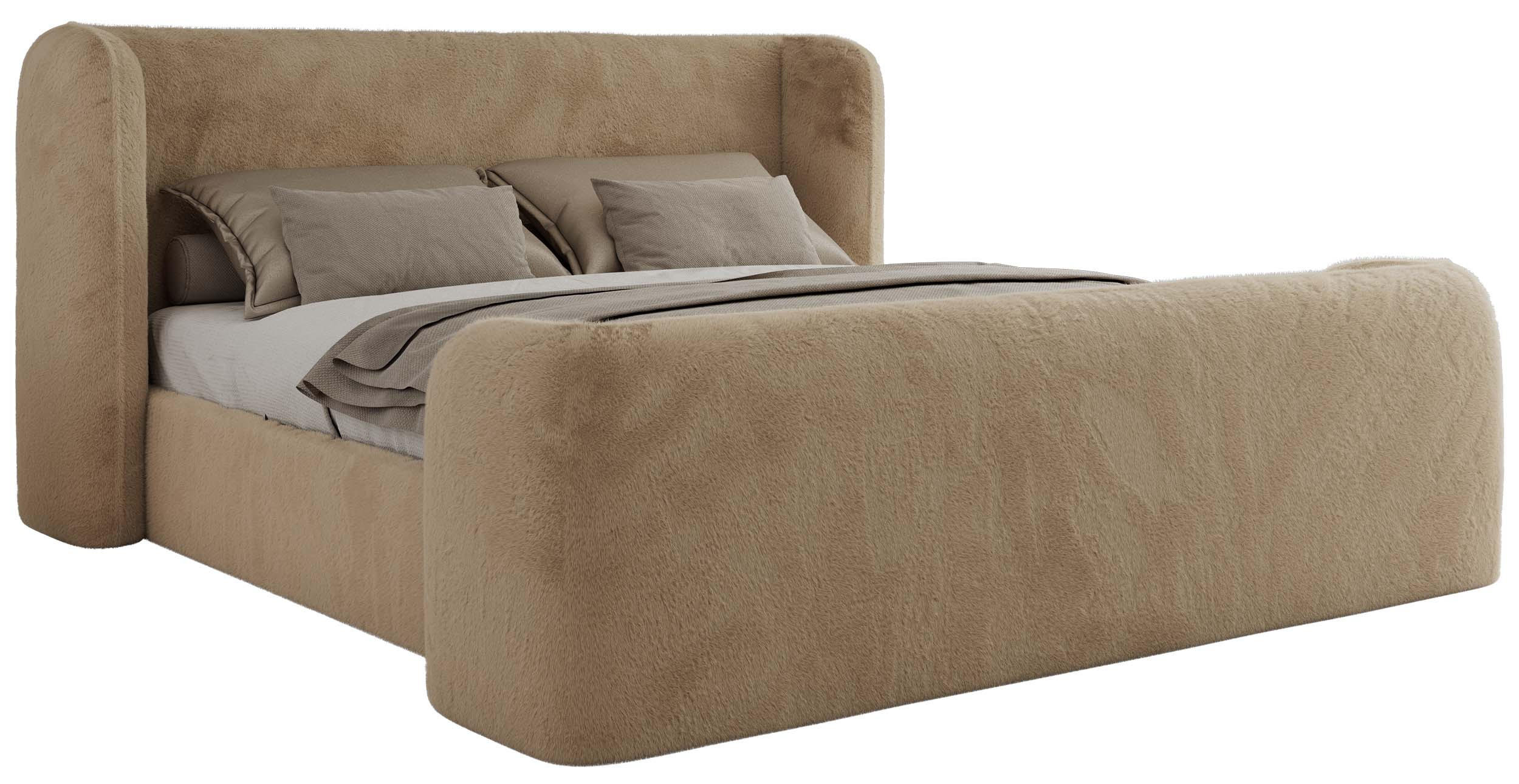POLSTERBETT EMORA CLASSIC DUO 140/200 - Beige Plüsch - Multipocket-Matratze - Beige, Textil (140/200cm) - MKS