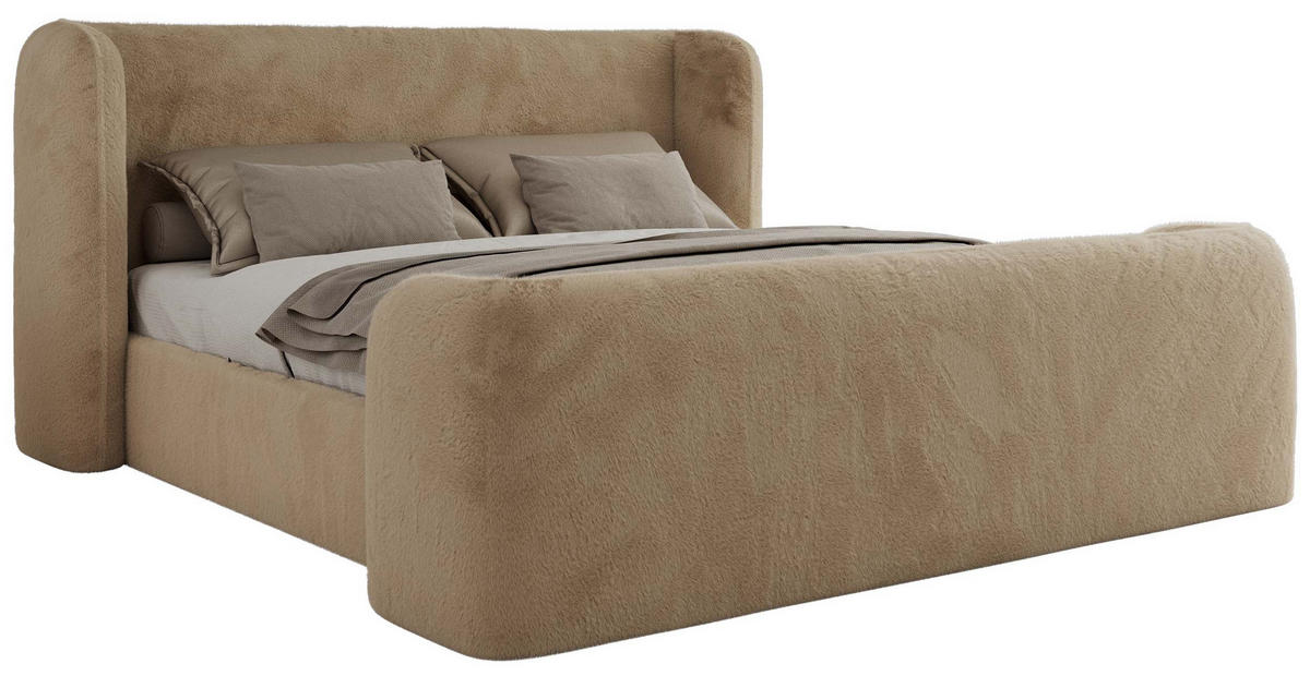 POLSTERBETT EMORA CLASSIC DUO 140/200 - Beige Plüsch - Multipocket-Matratze - Beige, Textil (140/200cm) - MKS