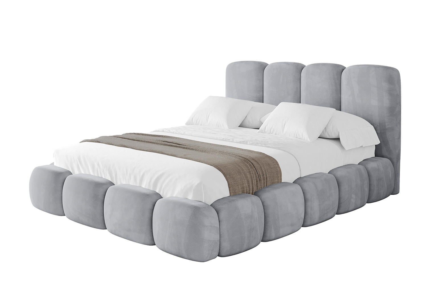 ALTDECOR ČALOUNĚNÁ postel s úložným prostorem a lamelovým roštem, americká postel bez matrace – KALA 180x200 světle šedá