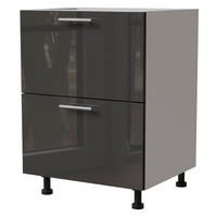 SCHUBLADENUNTERSCHRANK Essen D2A/60/1A Graphit Hochglanz / Weiß Matt 60 / 50 / 82cm - Graphitfarben/Weiß, Holz/Holzwerkstoff (60/82/50cm) - Feldmann-Wohnen