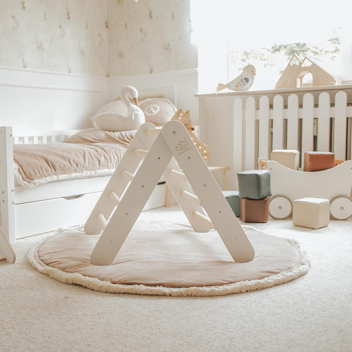 KLETTERDREIECK für Kinder, Montessori, Weiß - Weiß, Holz (59.5/59/60cm) - MeowBaby