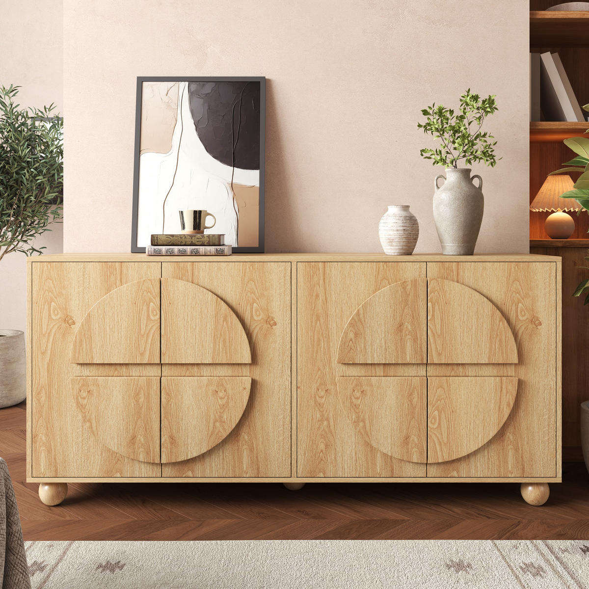 SIDEBOARD mit 4 Türen und verstellbaren Böden - Naturfarben, Holzwerkstoff (160/76/38cm) - FLIEKS