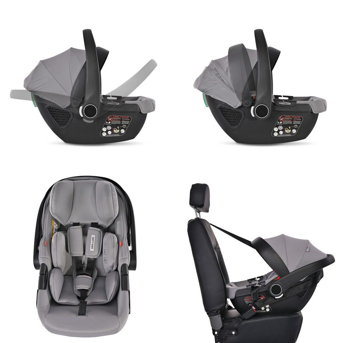 BABYSCHALE i-Size Aria Luxe schwarz (40 - 87 cm) verstellbar, Memory-Schaum - Schwarz, Kunststoff (43/59/68cm) - Lorelli