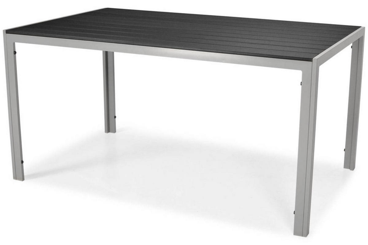 GARTENTISCH Bosano Schwarz, mit Silber Beine - Schwarz, Holzwerkstoff (150/90/74cm) - Bettso