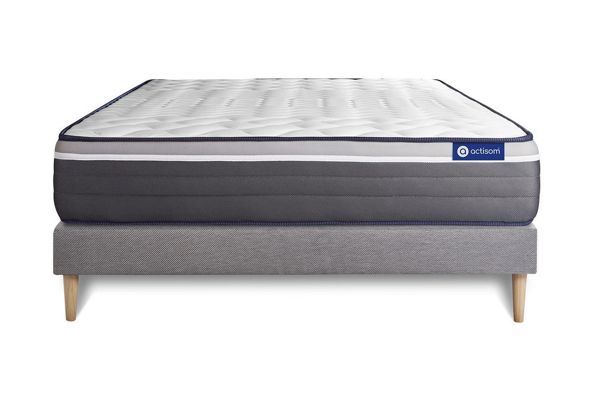 BETT Actimemo plus Memory-Schaum 130 x 210 cm h4 - Kit Bettgestell Grau - Beige/Grau, Holz (130/210cm) - ACTISOM