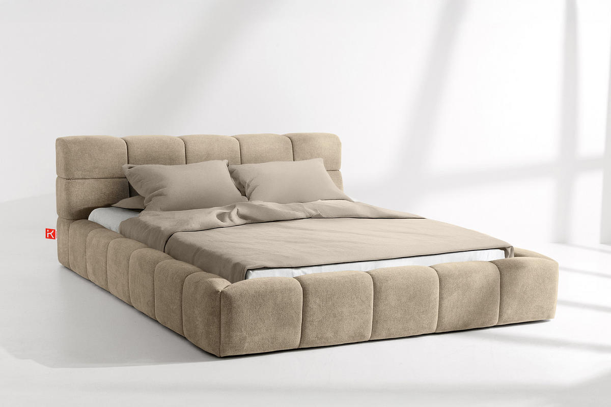 POLSTERBETT AERI 140/160/180/200 mit Rahmen und Bettkasten, beige - Beige, Holz/Holzwerkstoff (180/200cm) - KONSIMO®
