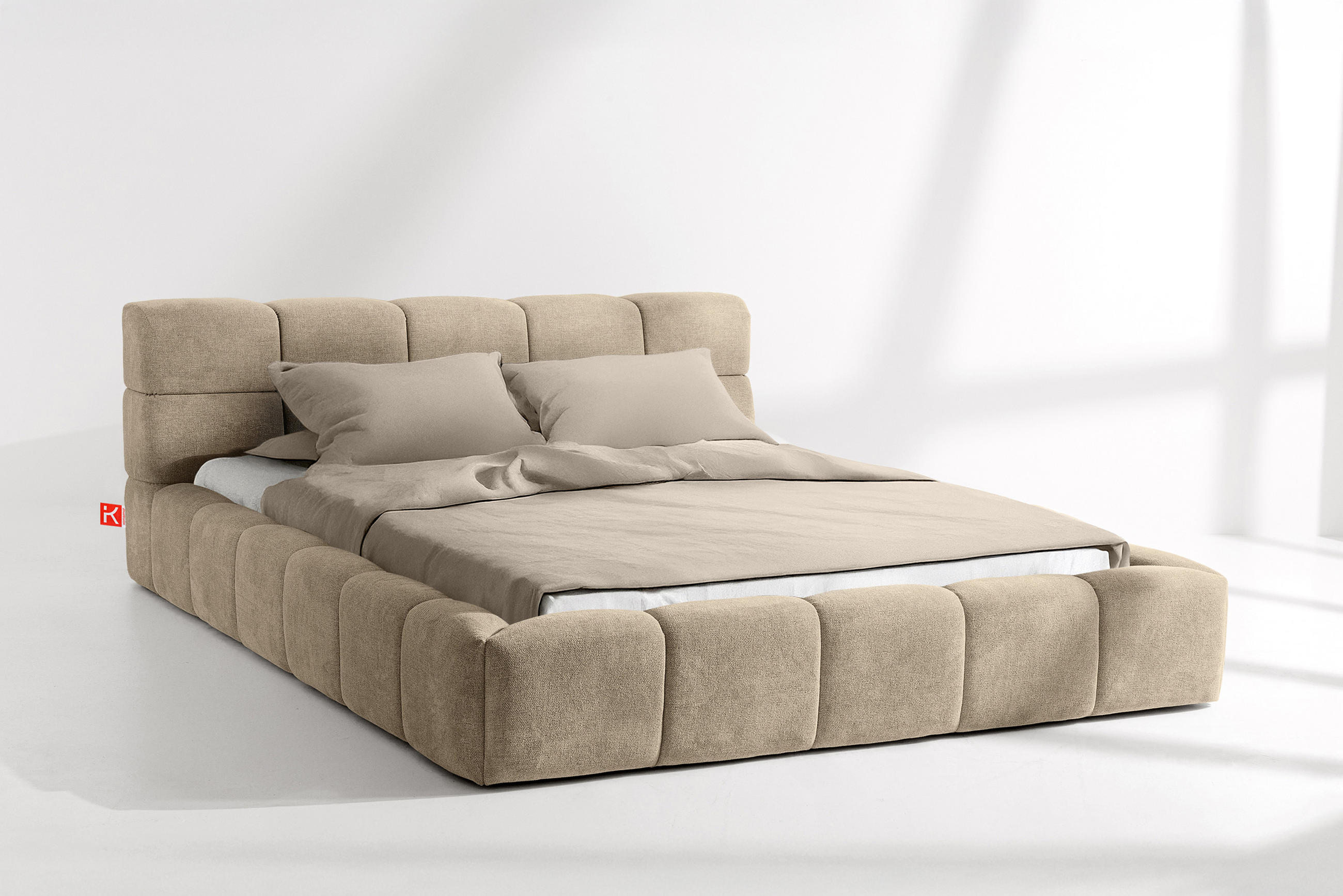 Thumbnail - Konsimo® Polsterbett, Beige, Holz, Textil, Holzwerkstoff, Rechteckig, 180x200 cm, Schlafzimmer, Betten, Polsterbetten