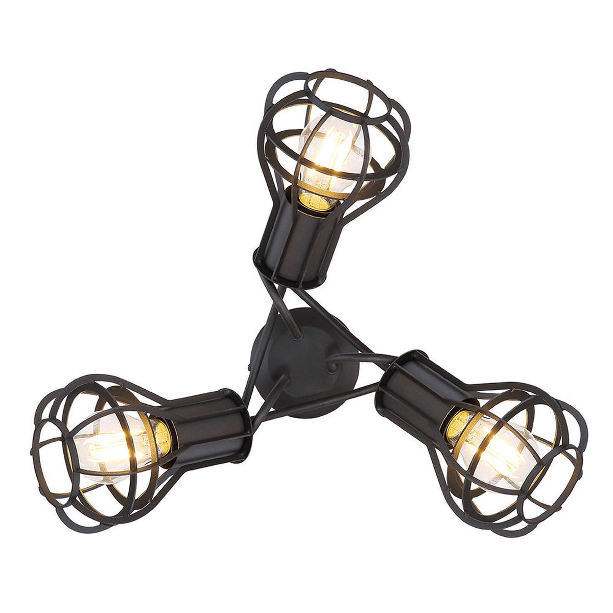 DECKENLEUCHTE Gitteroptik Schwarz-matt - Schwarz, Metall (47/47/25cm) - Globo Lighting