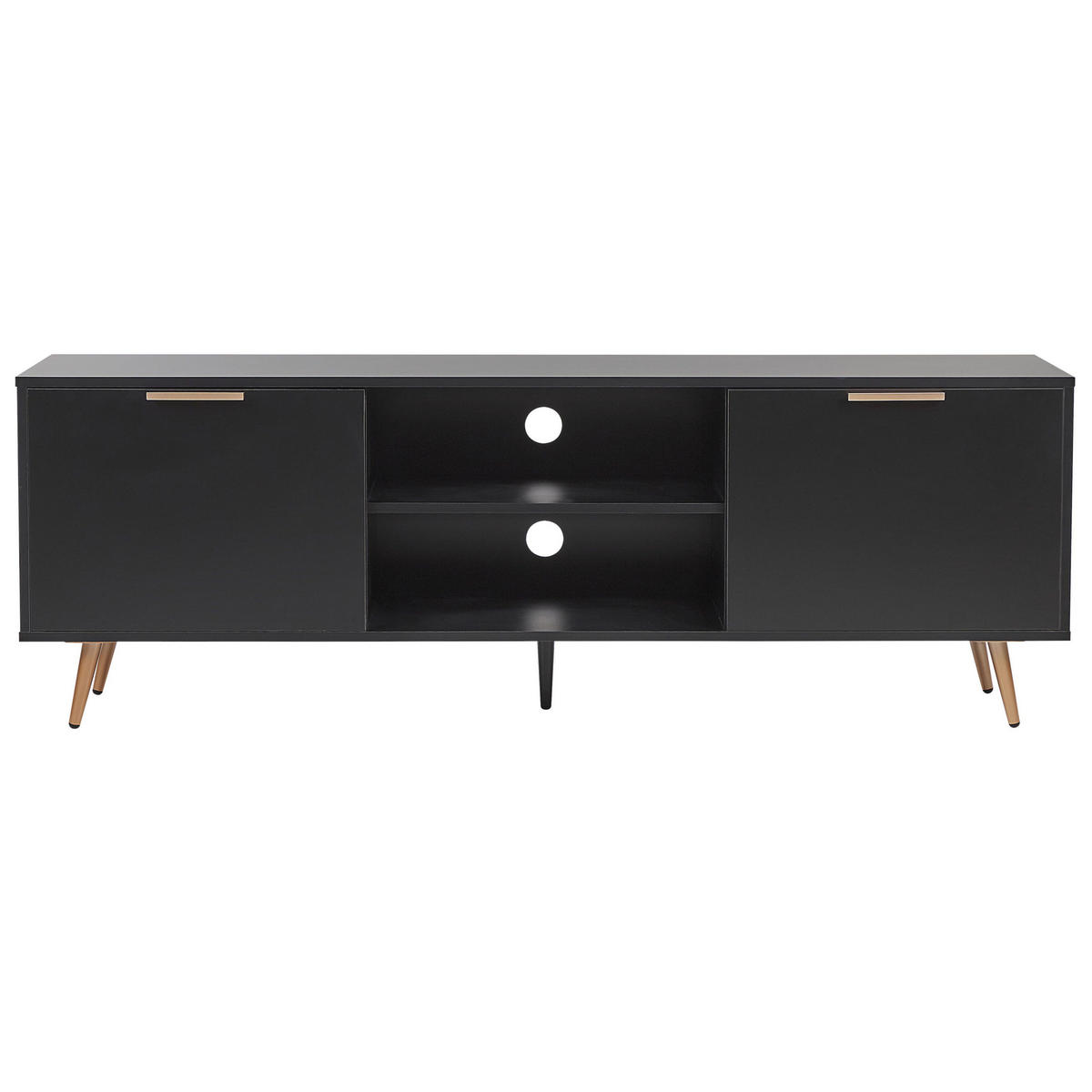 TV-MÖBEL Schwarz, Gold INDIO 40/166/57 cm - Schwarz, Holzwerkstoff (166/57/40cm) - Beliani