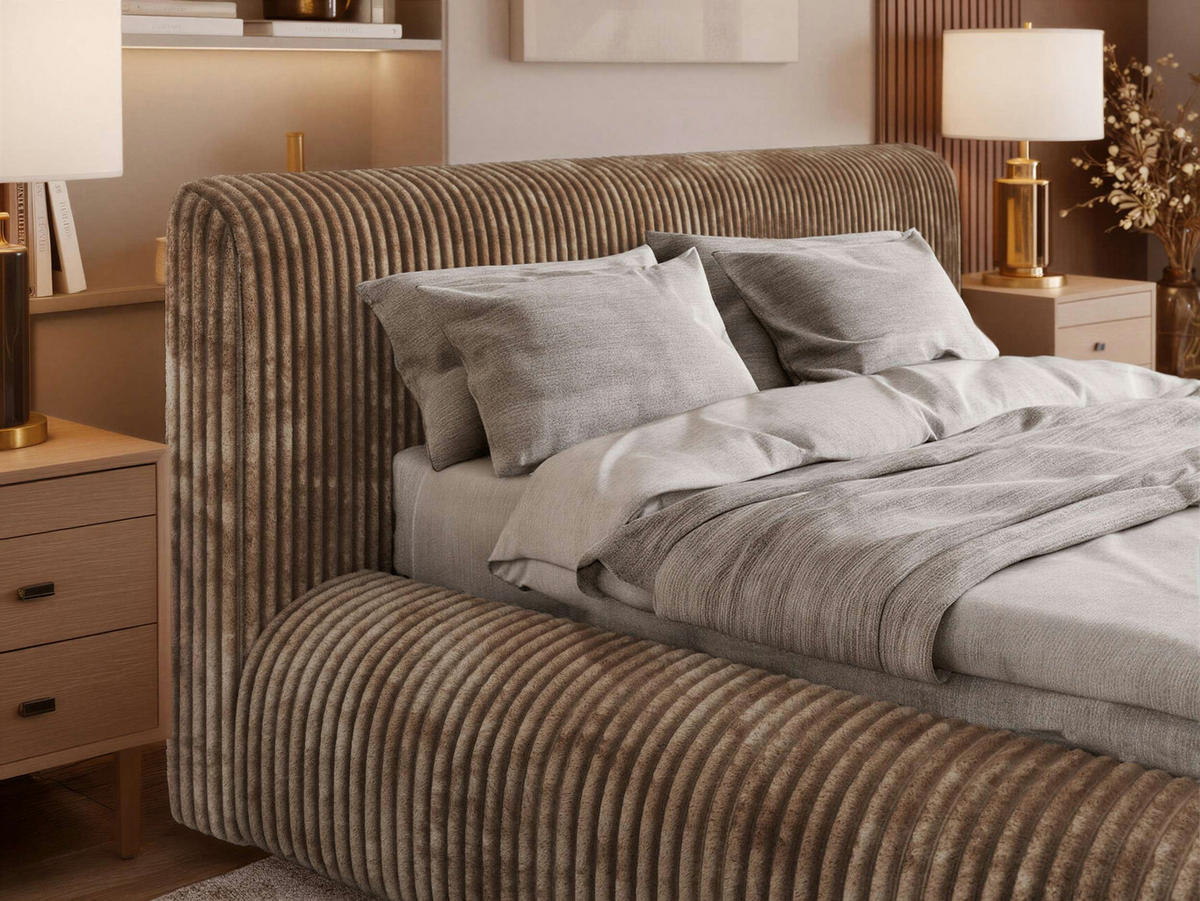 POLSTERBETT TILBEA CLASSIC 180/200 - Braun Cordstoff - ohne Matratze - Braun, Textil (180/200cm) - MKS