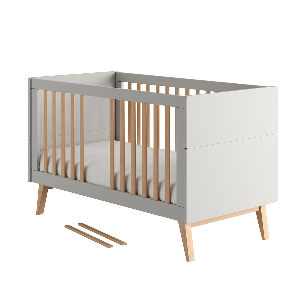 POKOJ PRO MIMINKO 2DÍLNÝ Swing Šedá a dřevo - šedá, kompozitní dřevo (144/89/76cm) - Petits-meubles