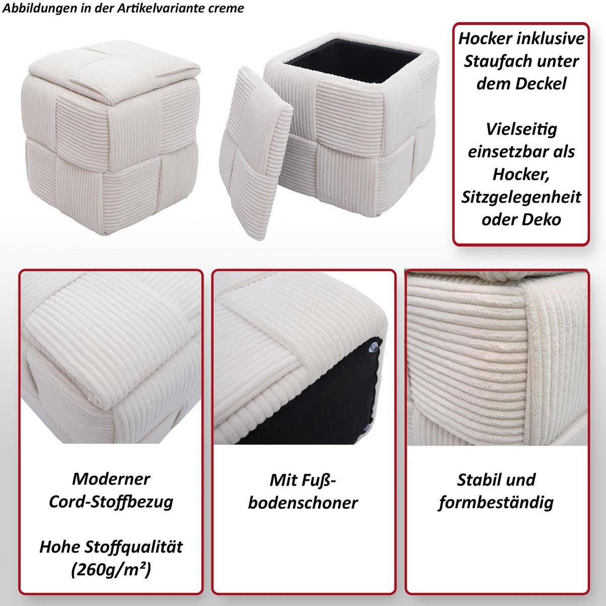 HOCKER Dunkelgrau - Dunkelgrau, Textil (40/43/40cm) - MCW