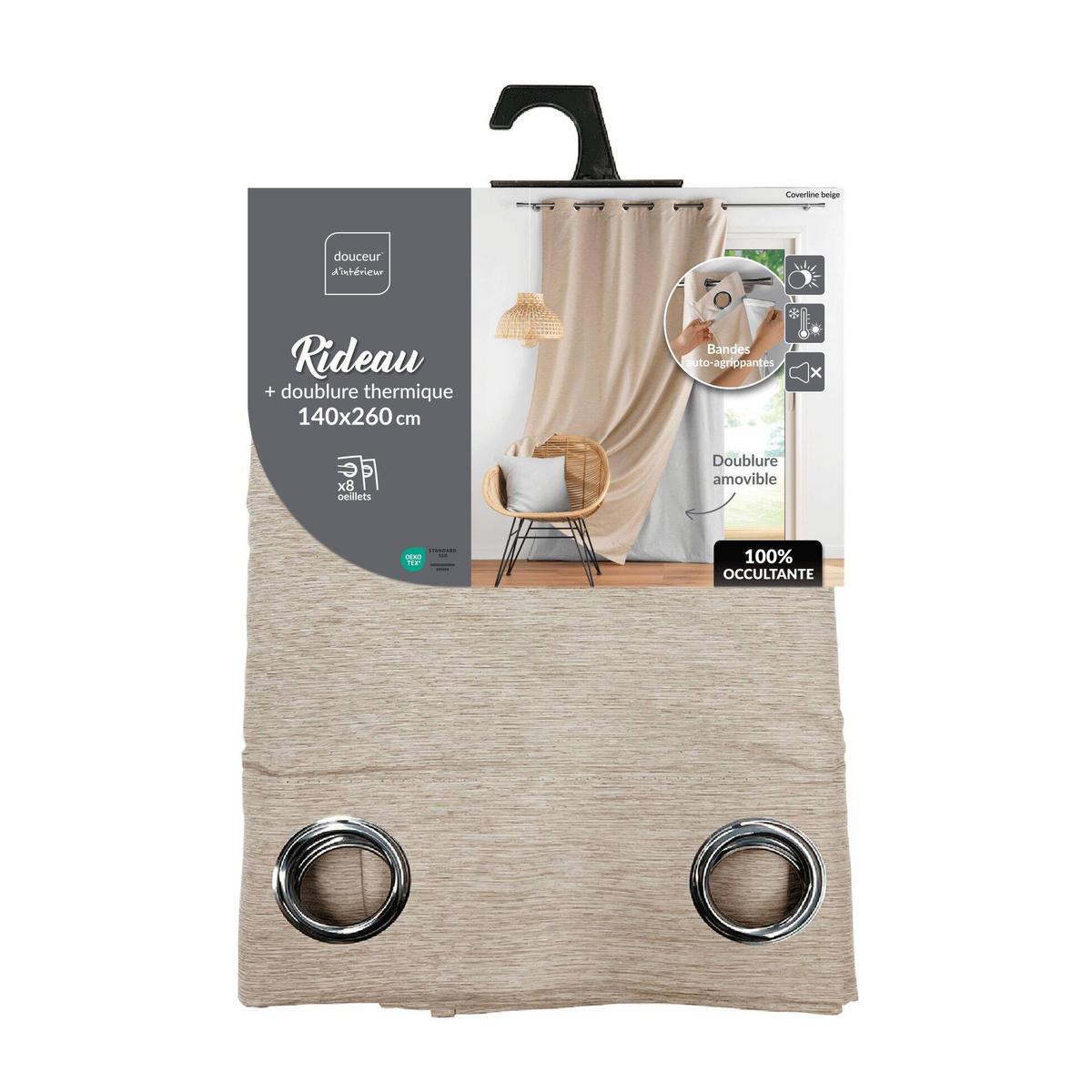 VERDUNKELUNGSVORHANG mit Ösen 140/260 cm - Beige, Textil (140/260cm) - Douceur d´intérieur