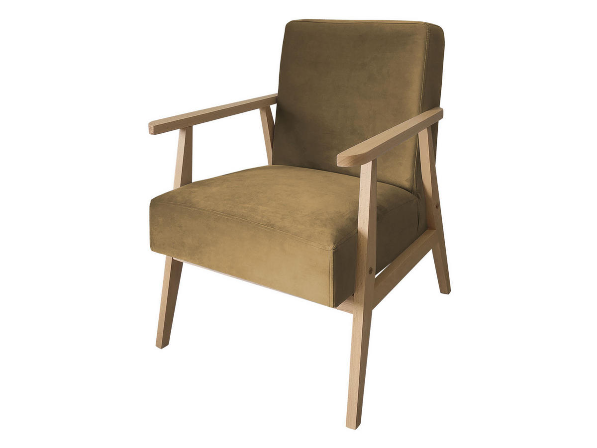 SESSEL Retro - Hellbraun/Naturfarben, Holz/Textil (59/76/67cm) - MIRJAN24