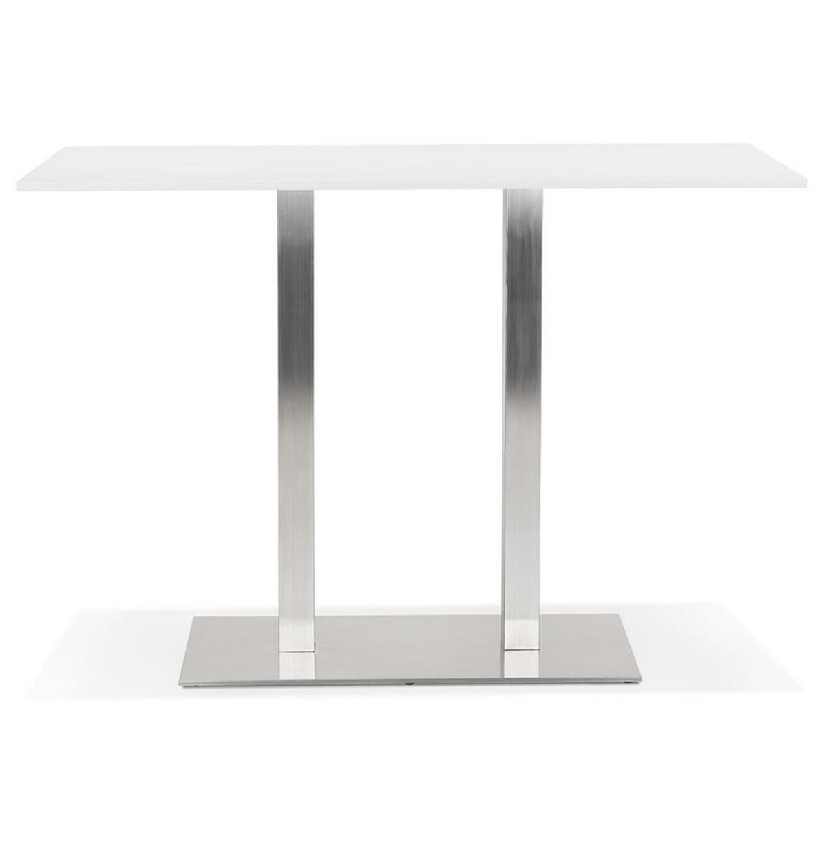 DESIGNER-STEHTISCH Holzplatte und gebürsteter Stahl KORALO BAR, Weiß 160x80x100 cm - Silberfarben/Weiß, Holzwerkstoff/Metall (160/100/80cm) - KADIMA DESIGN