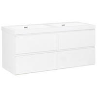 DULAP SUB LAVOAR montat pe perete cu lavoar dublu alb Cardiel - alb, compozit lemnos (120/52/46cm) - Beliani