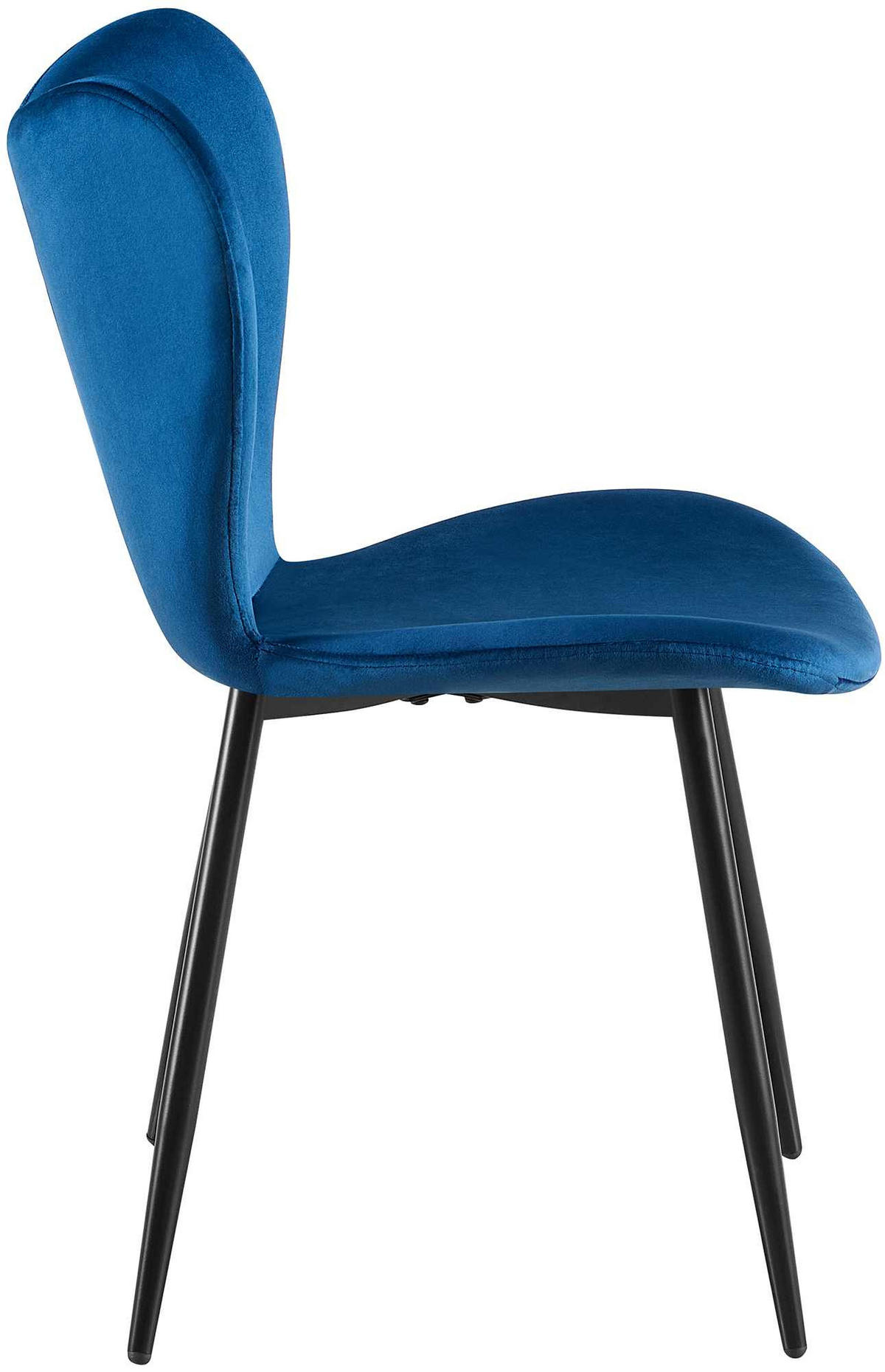 ESSZIMMERSTUHL Samt Dunkelblau - Schwarz/Dunkelblau, Textil/Metall (50/80/58cm) - CLP