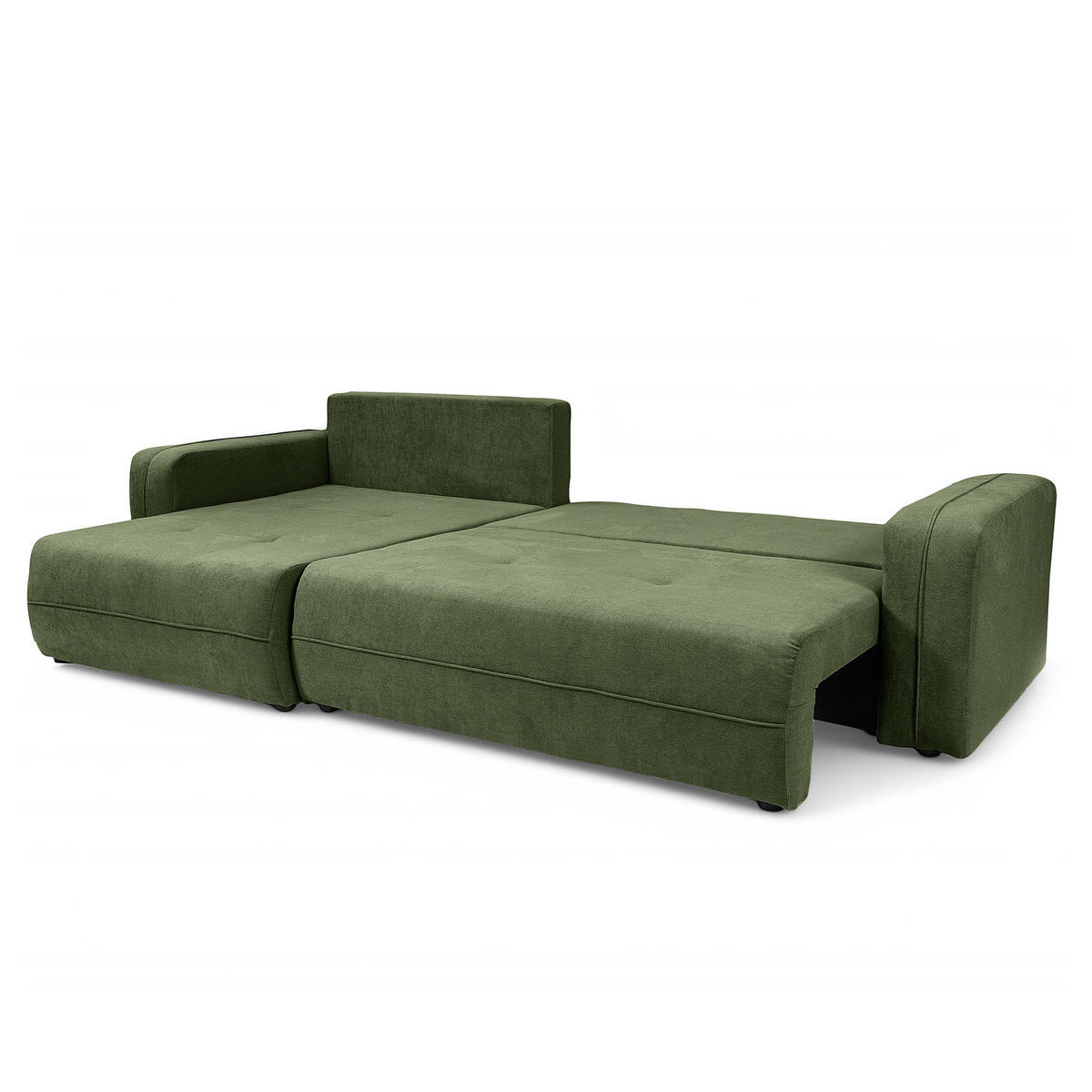 ECKSOFA mit Schlaffunktion - 272 cm - Schwarz/Grün, Kunststoff/Textil (272/145cm) - home24