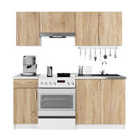 KUCHYŇSKÝ BLOK Bílá, dub Sonoma 203/180/44,5 - bílá, kompozitní dřevo (180/203/44.5cm) - RAUMHIRSCH FURNITURE
