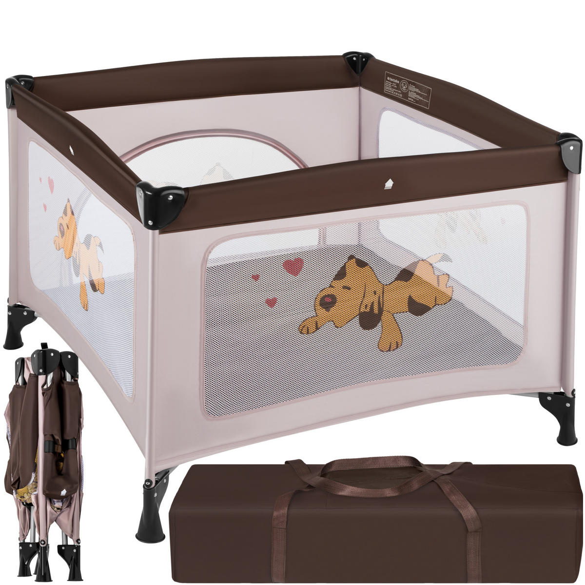 LAUFSTALL für Baby Tommy Junior,105 x 105 x 78 cm,braun - Braun, Textil (105/78/105cm) - tectake