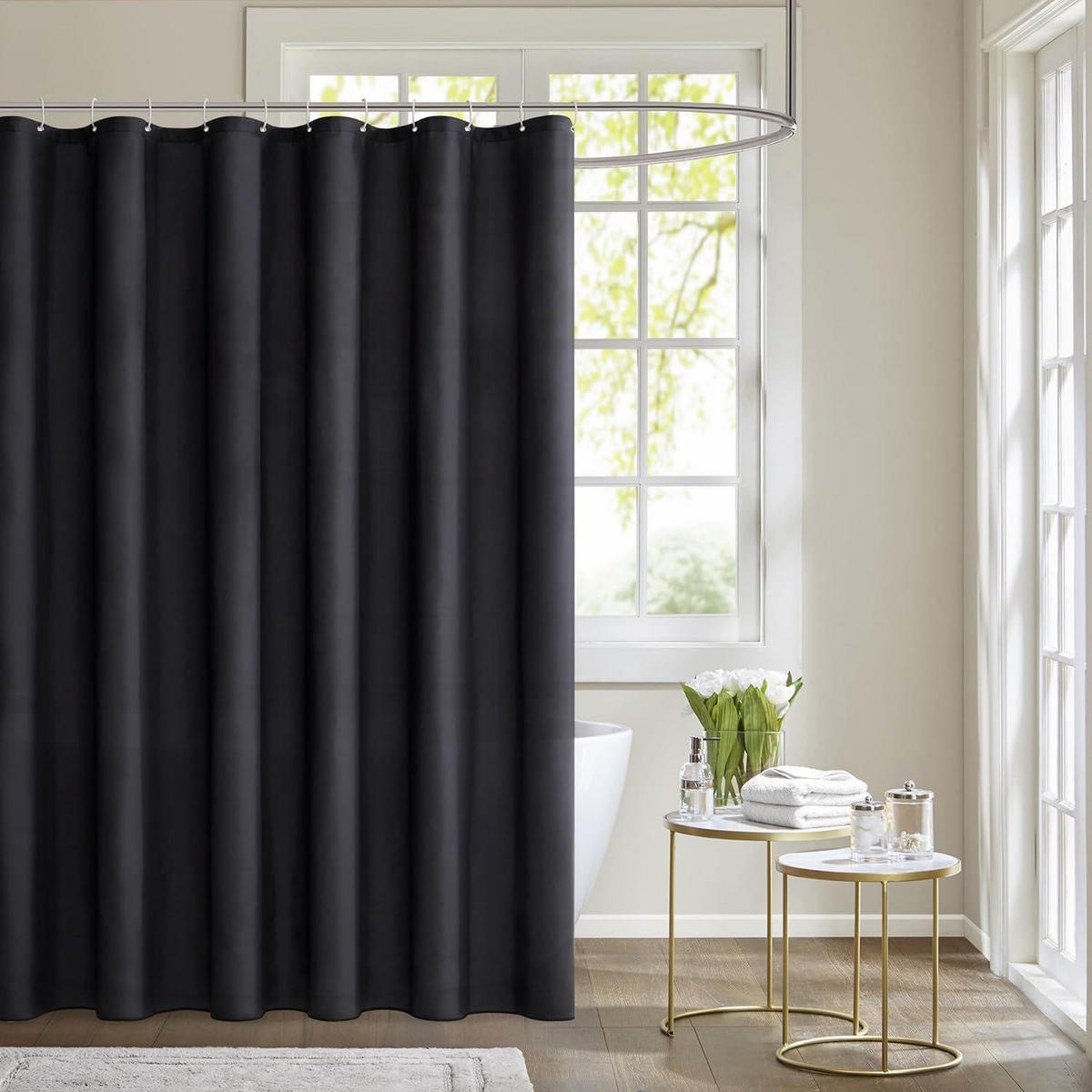 DUSCHVORHANG Schwarz 150 x 180 cm - Schwarz, Textil (150/180cm)