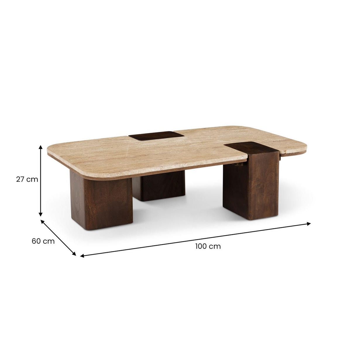 COUCHTISCH SURAT braun/beige - Beige/Braun, Naturmaterialien/Holz (60/100/27cm) - IDIMEX