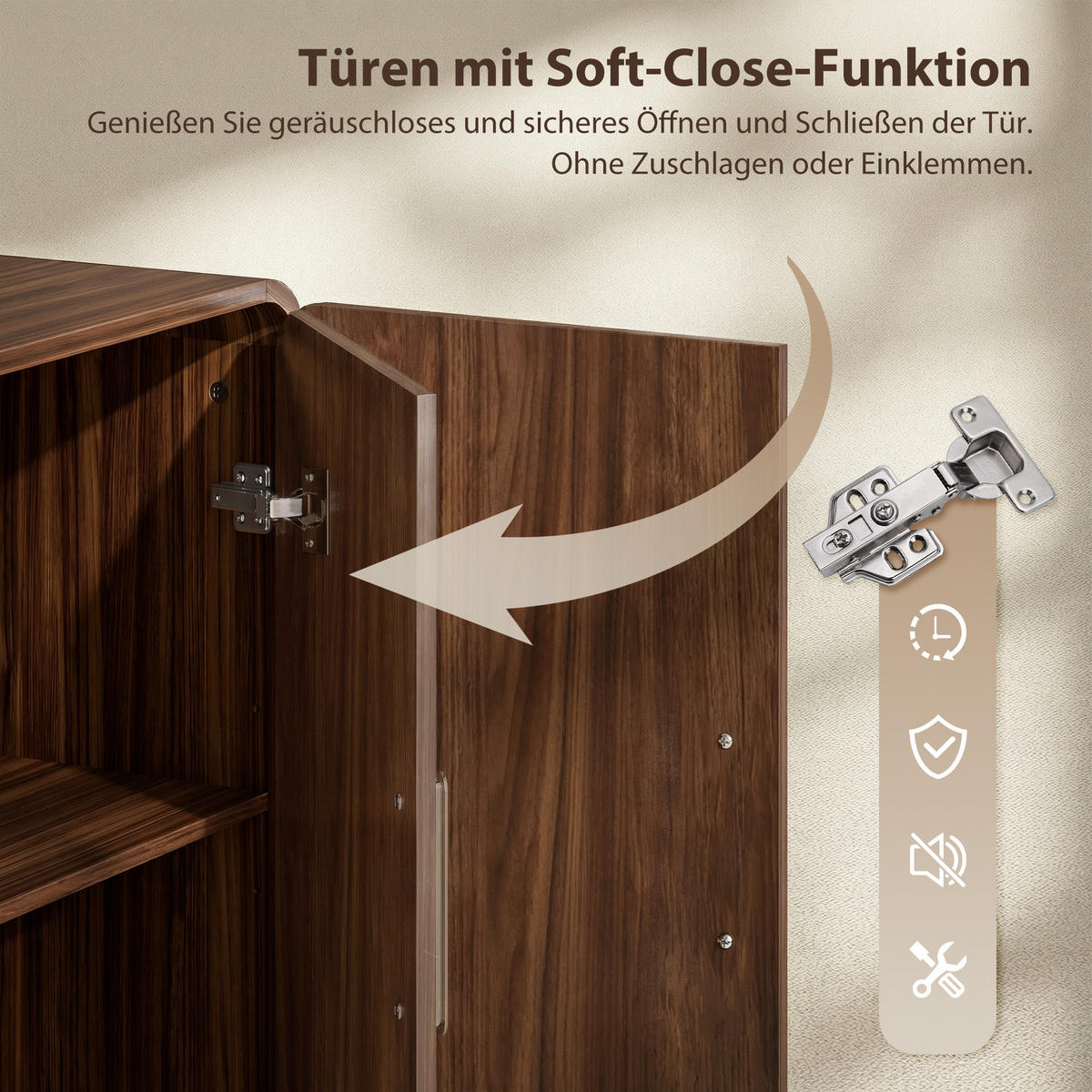 SIDEBOARD aus MDF 152/40/80 cm Walnussbraun - Walnussfarben/Alufarben, Holzwerkstoff/Metall (40/80/152cm) - HOMCOM