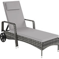 RATTAN-SONNENLIEGE, 200 x 70 x 33 cm, grau/hellgrau - Grau, Kunststoff (70/33/200cm) - tectake