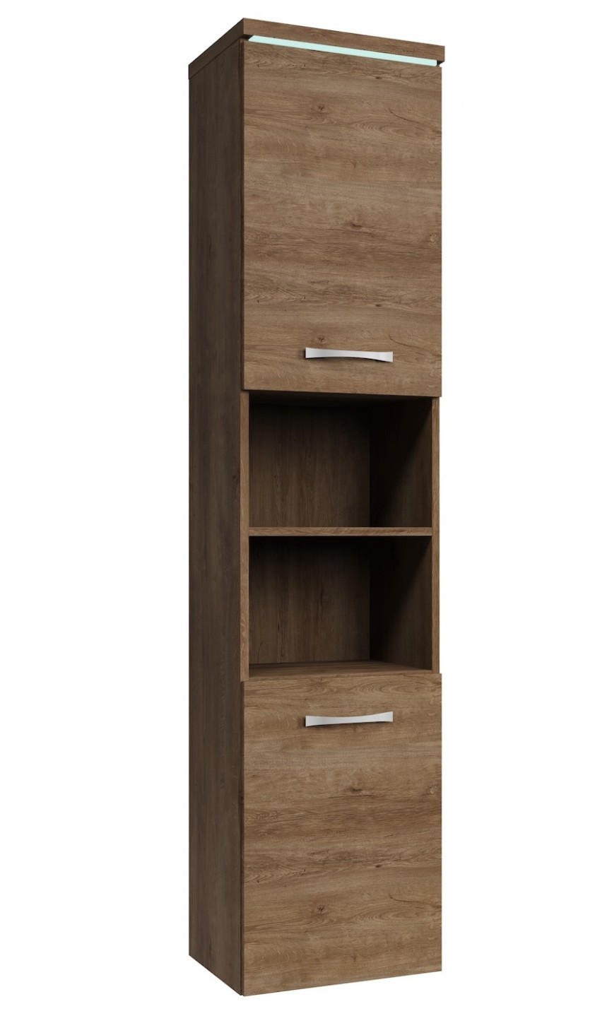 BADEZIMMERSCHRANK Paso mit 2 Türen Braun Eiche - 35 x 35 x 160 cm - Eichefarben/Braun, Holz (35/160/35cm) - Badplaats