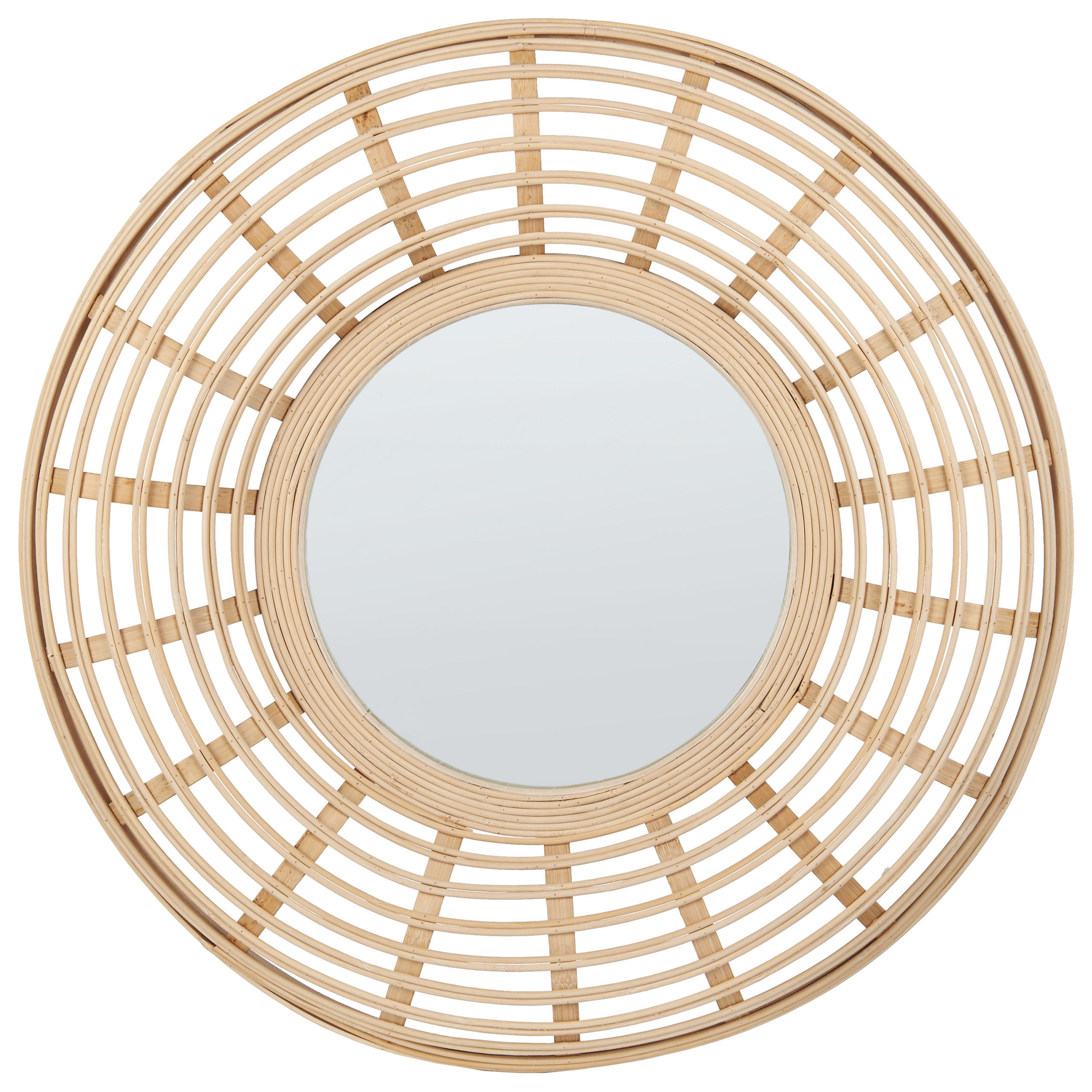 WANDSPIEGEL Bambusholz natürlich 60 cm Hanua - Beige/Naturfarben, Holz (60/60/6cm) - Beliani