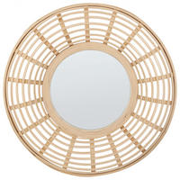 WANDSPIEGEL Bambusholz natürlich 60 cm Hanua - Beige/Naturfarben, Holz (60/60/6cm) - Beliani