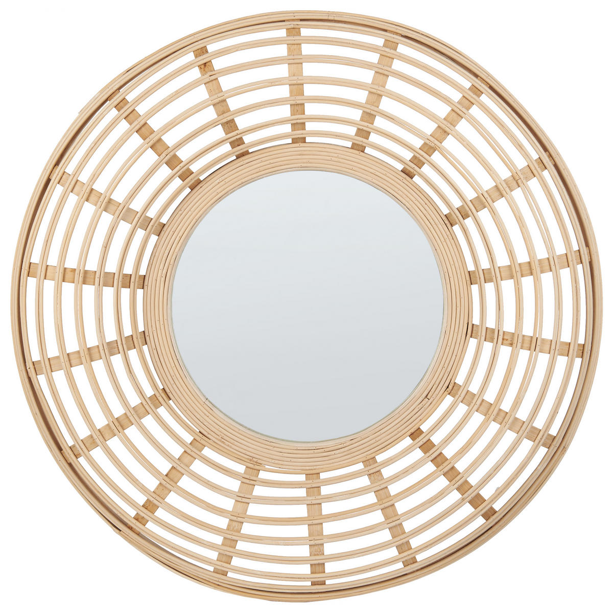 WANDSPIEGEL Bambusholz natürlich 60 cm Hanua - Beige/Naturfarben, Holz (60/60/6cm) - Beliani