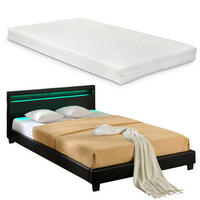 POLSTERBETT Paris mit Matratze und LED-Beleuchtung - Schwarz, Textil (140/200cm) - Corium